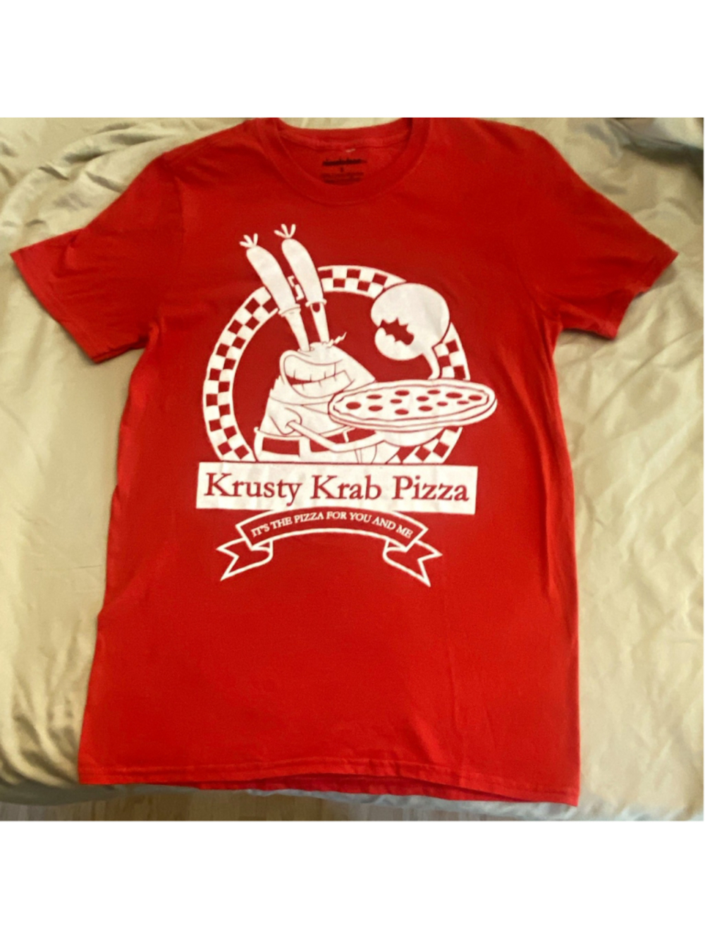 Nickelodeon SpongeBob SquarePants Krusty Krab Pizza Graphic T-Shirt Men's S Red